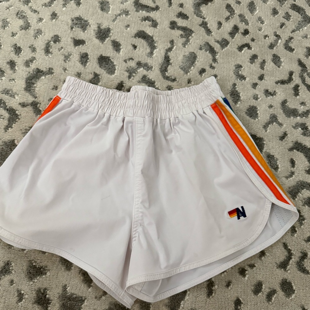 Aviator Nation Kids Sport 4 Stripe White Shorts